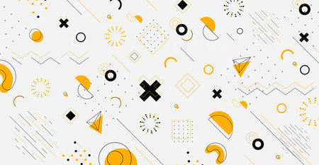 Memphis geometric shape design. Retro elements, vintage, advertisement, commercial banner, poster, flyer billboard sale Vectorのイラスト素材