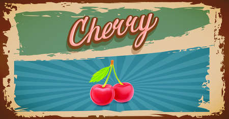 Retro posters with fruits. Farmers market retro posters with berries.のイラスト素材