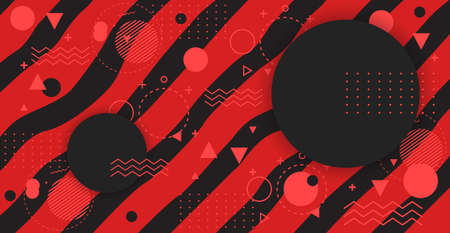 Abstract geometric background. Bauhaus, Memphis minimalist retro poster graphic vector illustration. Abstract trendy pattern of square and round shapes. Vector.のイラスト素材