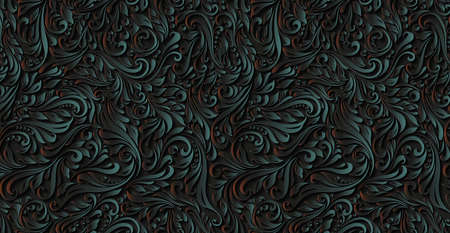 Luxurious floral batik background. Floral decoration curls illustration. Hand drawn paisley pattern...