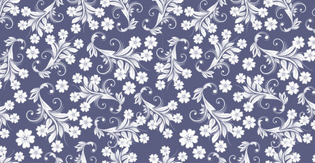 Luxurious floral batik background. Floral decoration curls illustration. Hand drawn paisley pattern elements. Vintage ornament, pattern.のイラスト素材