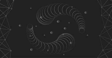 Abstract futuristic technology. Abstract background with dynamic lines and circles.のイラスト素材