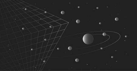 Abstract futuristic technologies. Abstract background with dynamic lines and circles. Planet...
