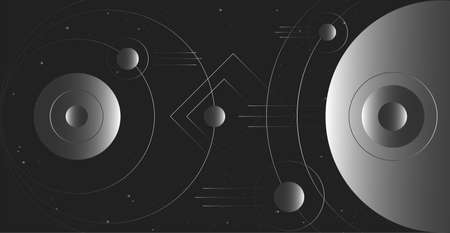 Abstract futuristic technologies. Abstract background with dynamic lines, circles, squares and...