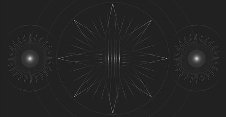 Abstract mystical shapes on a black background. Esoteric symbols, imitation of planets.のイラスト素材