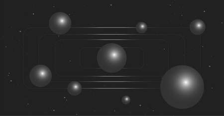 Abstract futuristic technologies. Abstract background with dynamic lines and geometric shapes. Suitable for wall poster, placard, ui, cover, banner, social media.のイラスト素材