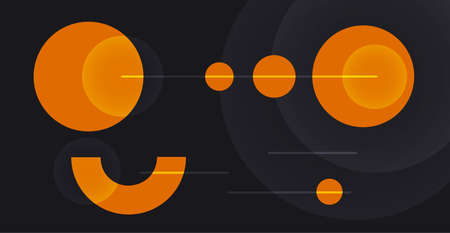 Abstract futuristic technologies. Abstract background with dynamic lines and squares, in orange and...