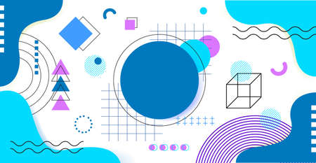 Abstract geometric background. Bauhaus, Memphis minimalist retro poster graphic vector illustration.のイラスト素材