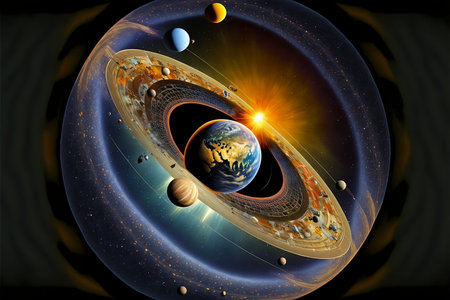 Futuristic image of a galaxy in deep space. solar system. Abstract drawing of the future, science...