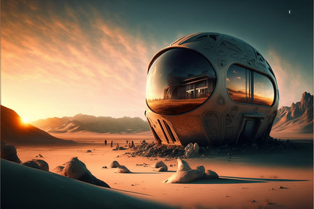Alien planet landscape, colorful landscape surface with mountains. Extraterrestrial background....