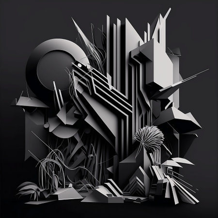 Wireframe psychedelic composition. Anti-design concept of geometry distortion and deformation. Illustration.の写真素材