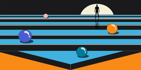 Psychedelic retro art. Inspirational retro poster with geometric elements, retro palette. Vector.のイラスト素材