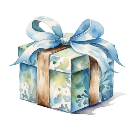Watercolor Christmas Gifts Clipart, Christmas Watercolor Presents. AI Generated.の素材