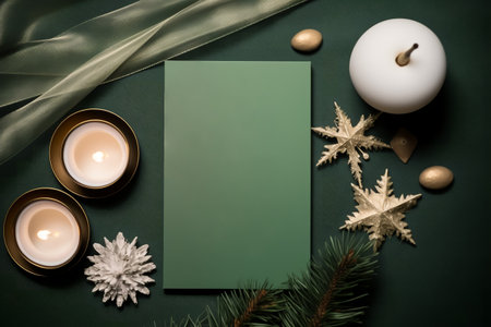 Christmas New Year holiday card with Christmas decoration. Christmas tree and New Year's balls.の写真素材