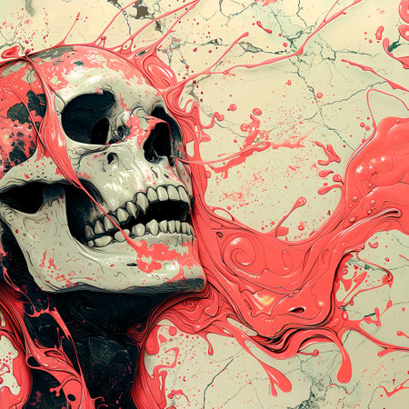 Psychedelic Skull Poster, Horror poster mystical head psychedelic monster.の写真素材