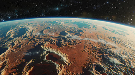 Realistic illustration of space, planets and galaxy for poster, banner or background. Abstract...