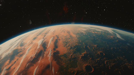 Realistic illustration of space, planets and galaxy for poster, banner or background. Abstract...