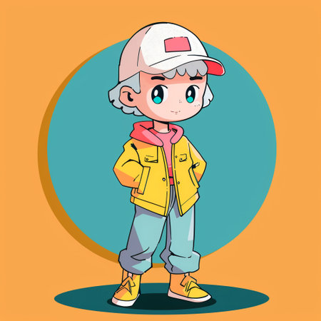 Anime character in 90s cartoon style. T-Shirt, Sticker.の写真素材