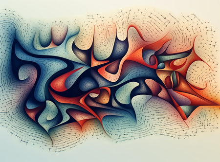 Psychedelic Abstract background with fluid and organic shapes. Modern Abstract Composition.の写真素材