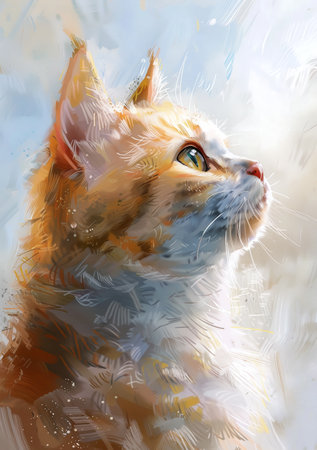 Watercolor illustration of a cute cat. Perfect for wall decor.の写真素材