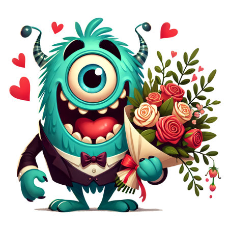 Cartoon Monster in Love is a great choice for creating cards, invitations, party supplies and decorations.の写真素材