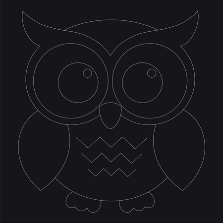 Outline illustration of an owl. Vector owl on a black background.のイラスト素材