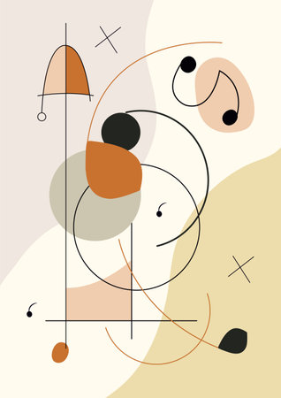 Surreal art illustration in Joan Miro style. Abstract Painting with Geometric Shapes.のイラスト素材