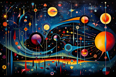 Abstract illustrations in Wassily Kandinsky style. Abstract painting with geometric shapes.