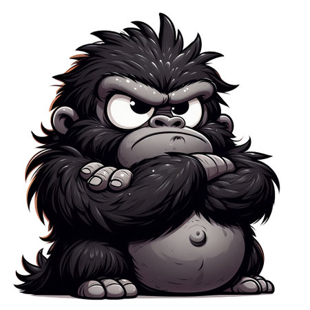 A quirky cartoon gorilla is sullen.の写真素材