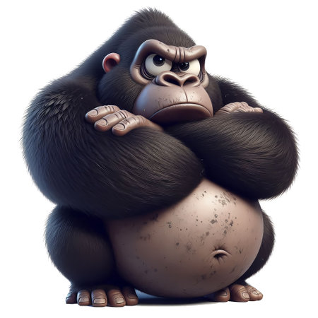 A quirky cartoon gorilla is sullen.の写真素材