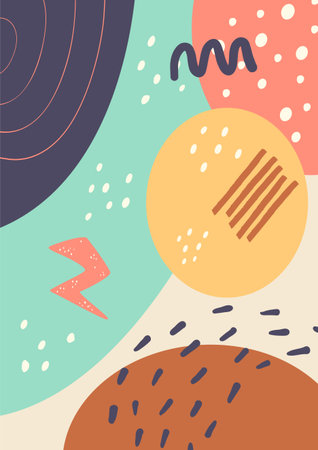 Scandinavian color abstraction. Scandinavian style of painting with geometric elements of texture. Abstraction with geometric elements of texture. EPS-10.のイラスト素材