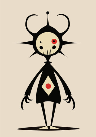 Cartoon character in the style of Joan Miro Abstract Painting with Geometric Shapes. Vectorのイラスト素材