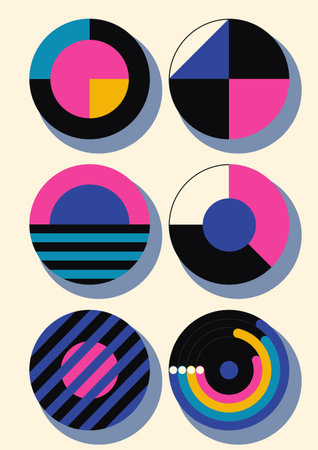 Abstract geometric background. Bauhaus, Memphis minimalist retro poster graphic vector illustration....