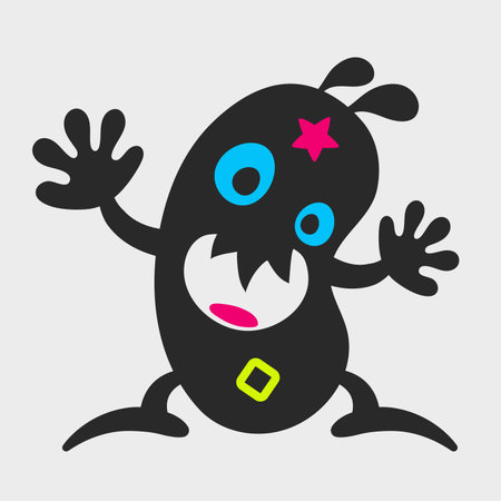 A funny cucumber monster. Flat cartoon character design. EPS-10.のイラスト素材