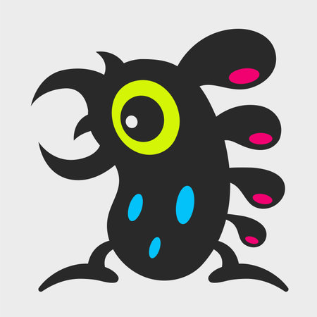 Bird-like monster. Whimsical, cute monster. Flat cartoon character design. EPS-10.のイラスト素材