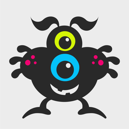 A two-eyed fat monster. A funny and cute monster. Flat cartoon character design. EPS-10.のイラスト素材