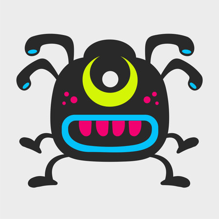 A multi-legged, one-eyed monster. A funny and cute monster. Flat cartoon character design. EPS-10.のイラスト素材