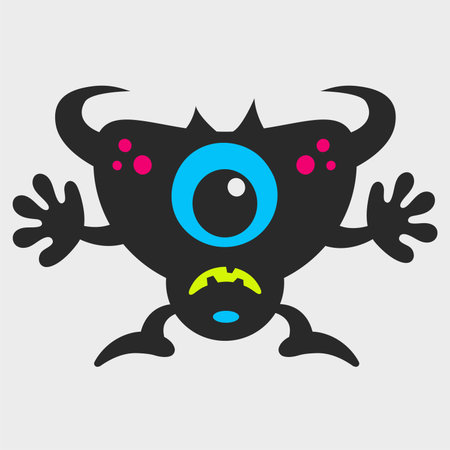 Surprised horned monster. Funny and cute monster. Flat cartoon character design. EPS-10.のイラスト素材