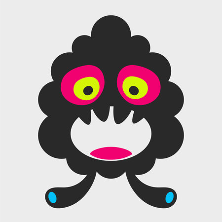 Evil grape monster. Funny and cute monster. Flat cartoon character design. EPS-10.のイラスト素材