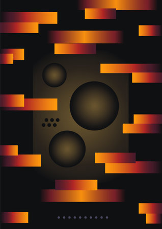 Gradient ribbons and circles. Modern gradient poster on a dark background. Cover template with bright, perspective geometric shapes. Vector.のイラスト素材