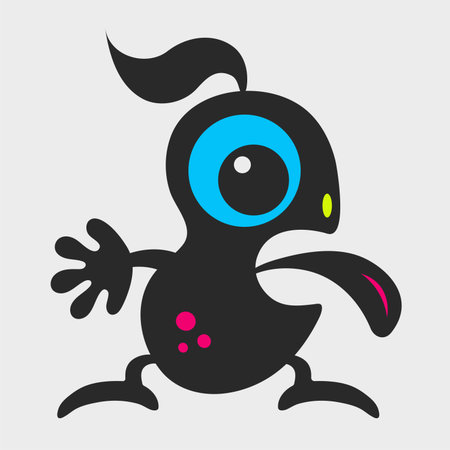 A cute monster sticking out its tongue. A funny and cute monster. Flat cartoon character design. EPS 10.のイラスト素材