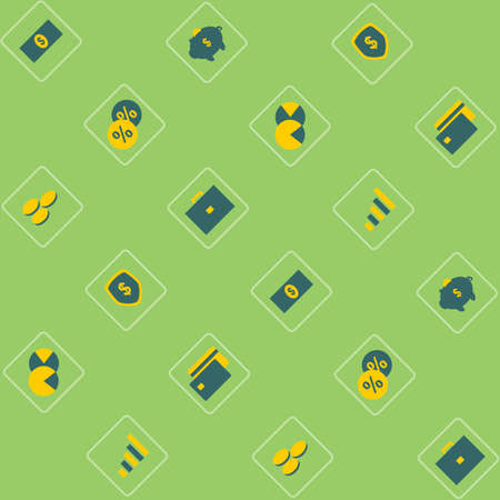 Finance - seamless pattern. Vector. green.のイラスト素材