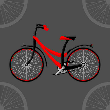 Bike 2d. Black and red color. Vector format.のイラスト素材