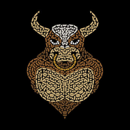 Bull pattern. Black color. Vector format.のイラスト素材