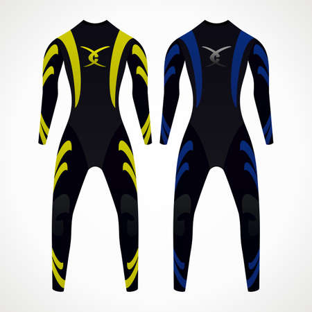 Diving wetsuit. yellow and blue color. vector format.のイラスト素材