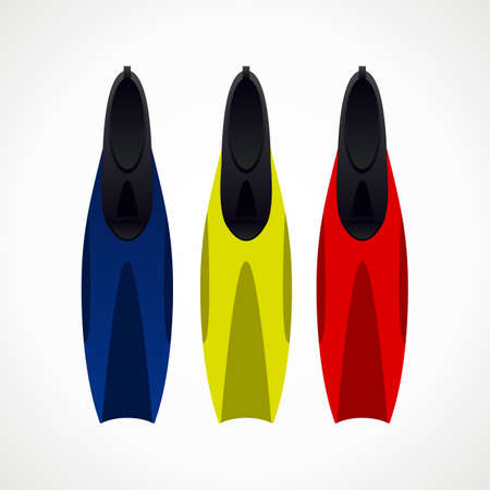 Diving fins. different colors. vector format.のイラスト素材