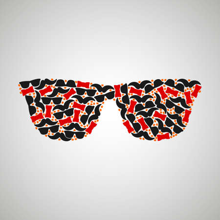 pattern hipster glasses, colorful, vector formatのイラスト素材