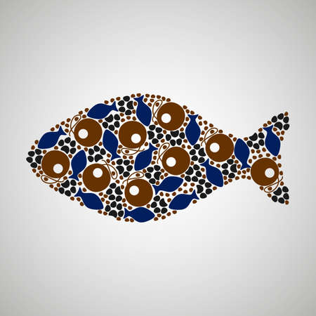pattern fish, cat, colorful, vector formatのイラスト素材