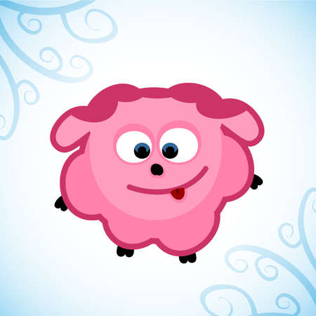 Christmas sheep, pink for girls. Card 2015. vector format.のイラスト素材
