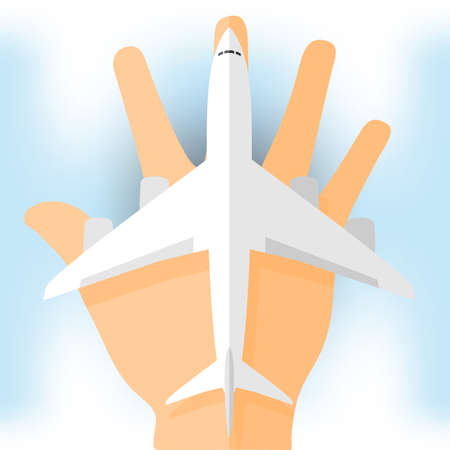 aircraft on hand for tourists, white, vector format.のイラスト素材